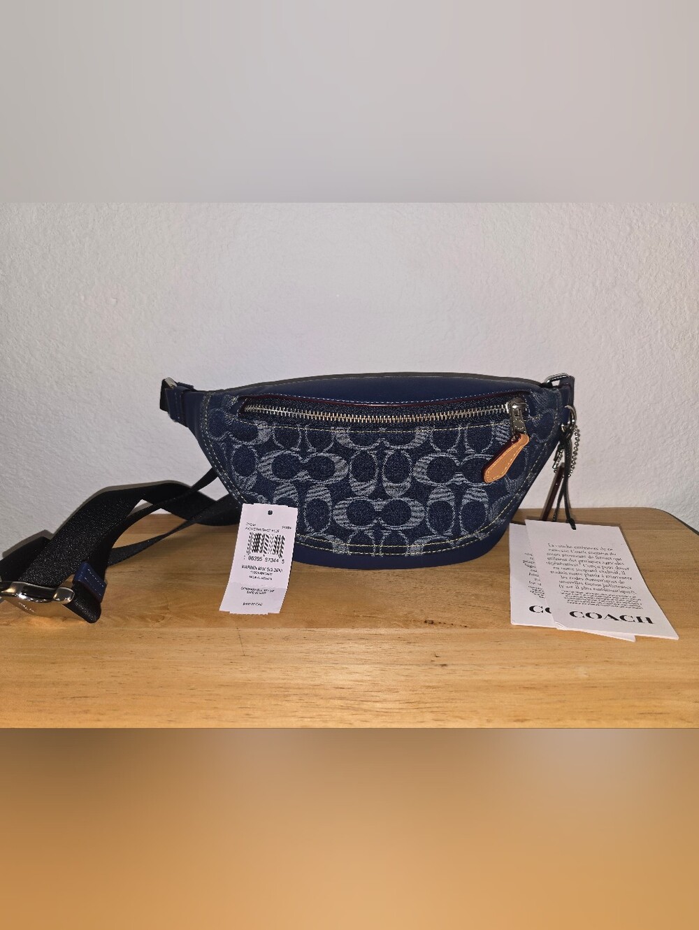 Coach Warren Mini Belt Bag In Signature Denim CY886 Silver/Denim/Deep Blue NWT